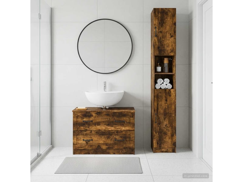  Ensemble de 2 meubles de salle de bain utrecht chêne fumé cf63207  - Conforama B