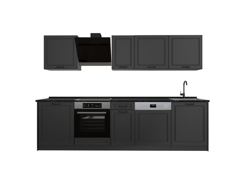  Vicco cuisine, anthracite campagneanthracite, 280cm plan de travail anthracite  - Conforama A