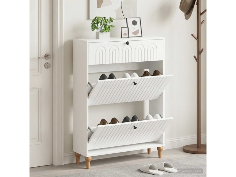  Meuble à chaussure, cabinet à chaussures alkmaar 78x24x103 cm bois d'ingénierie shl3659  - Conforama B