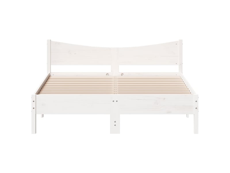  Lit double- lit adulte -  cadre de lit sans matelas blanc 150x200 cm bois de pin massif  - Conforama C