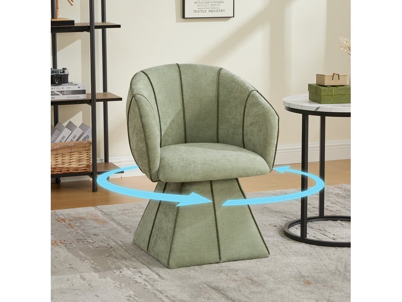 Fauteuil pivotant 360° en chenille vert olive 56x54x74,5 cm - Conforama B