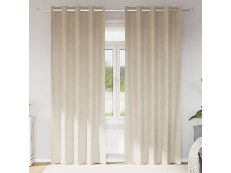 Lot de 2 rideaux, rideaux de fenêtre crème 140 x 225 cm velours cf44023 - Conforama B