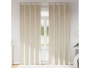 Lot de 2 rideaux, rideaux de fenêtre crème 140 x 225 cm velours cf44023