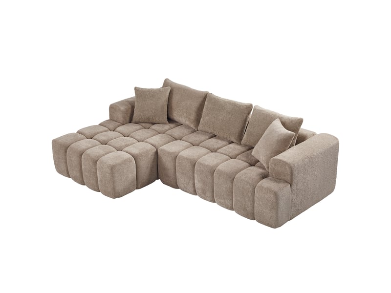 Canapé d’angle ulevr modulable avec méridienne gauche, velours kaki, 249,94 cm - Conforama A