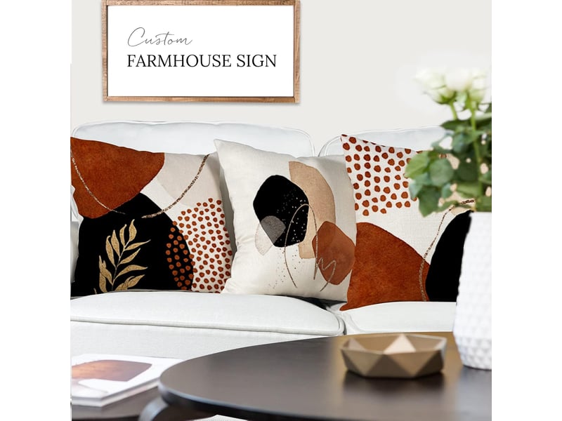  Lot de 4 housse de coussin - lot de 4 40 x 40 cm housse de coussin, housse coussin en lin coussin de canapé moderne boho motif abstrait pour chambre extérieur housse oreiller, blanc GSO-000086 - Conforama D