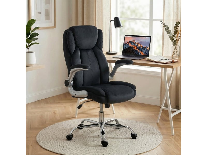  Chaise de bureau elaian ergonomique accoudoirs rabattables noir  - Conforama C