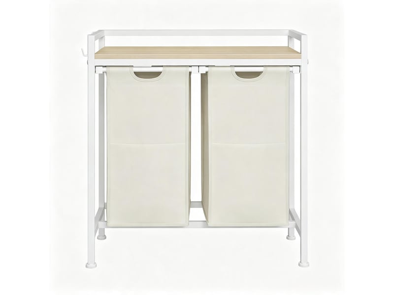  Meuble panier à linge 2 bacs amovibles en métal et tissu 70 x 30 x 71 cm  - Conforama A