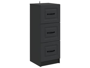 Armoire de rangement bureau, armoire à tiroirs noir 33 x 34,5 x 87 cm bois d'ingénierie