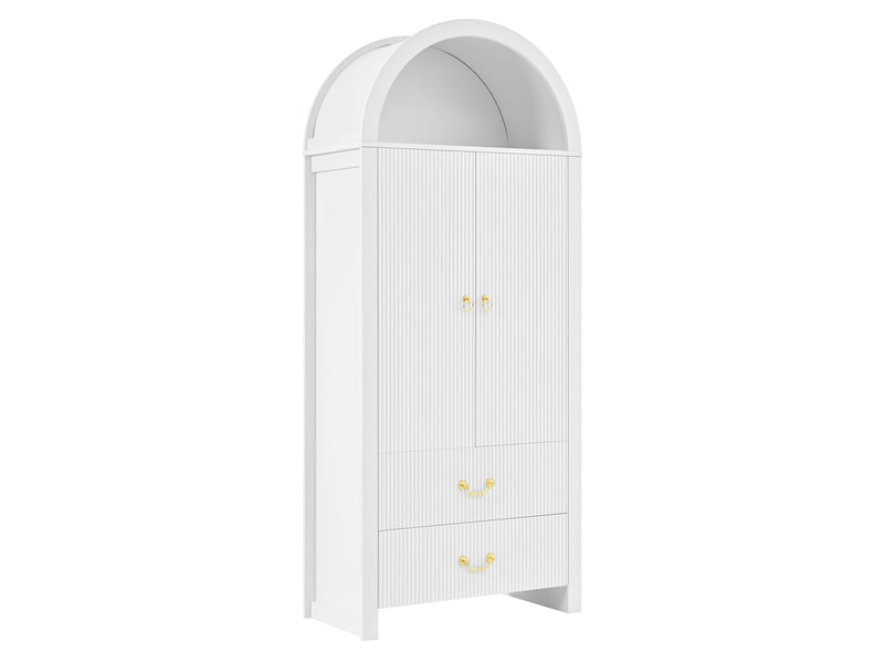  Armoire haute,76x38x180 cm,led pilotée par application et tiroirs,mdf,blanche  - Conforama D