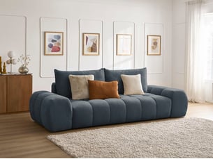 Canapé droit fixe BOBOCHIC EVEREST 3 places Tissu bleu