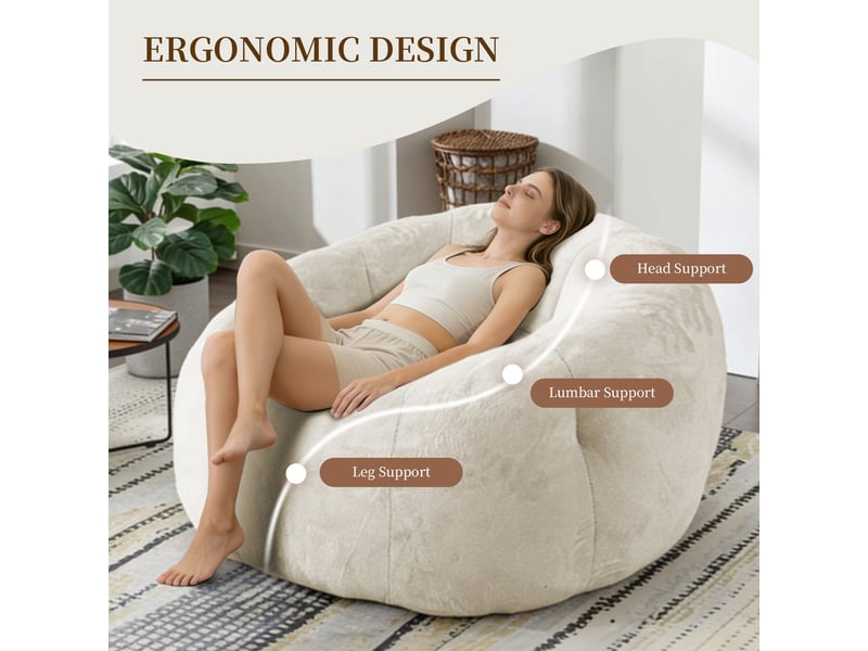  Fauteuil bean bag rond large stable pour salon et chambre  - Conforama D