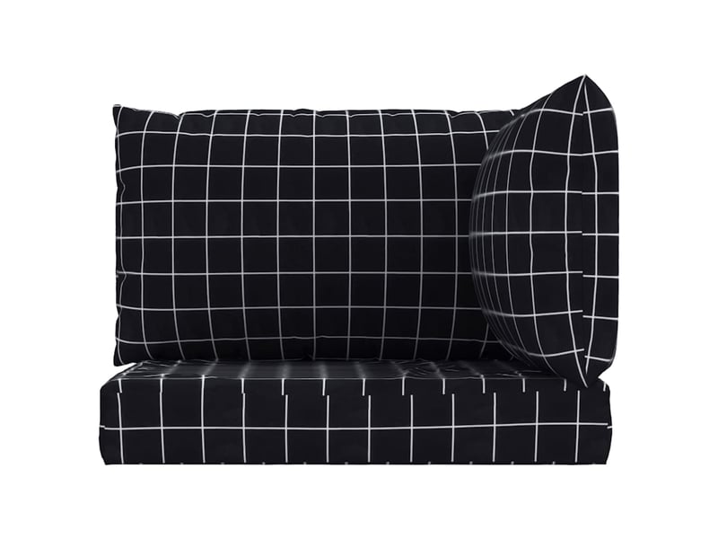  Lot de 3 coussins de palette, coussins de canapé motif à carreaux noir tissu oxford cf59680  - Conforama D