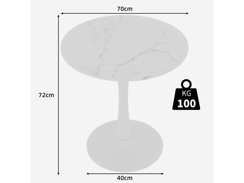  Table basse moderne - blanc - marbre artificiel - style milieu du siècle - polyvalente 70x70x72cm - Conforama C