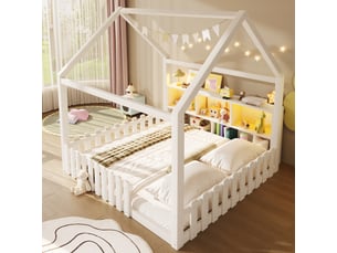 Lit cabane 140x190 cm   Fay Lum coloris blanc