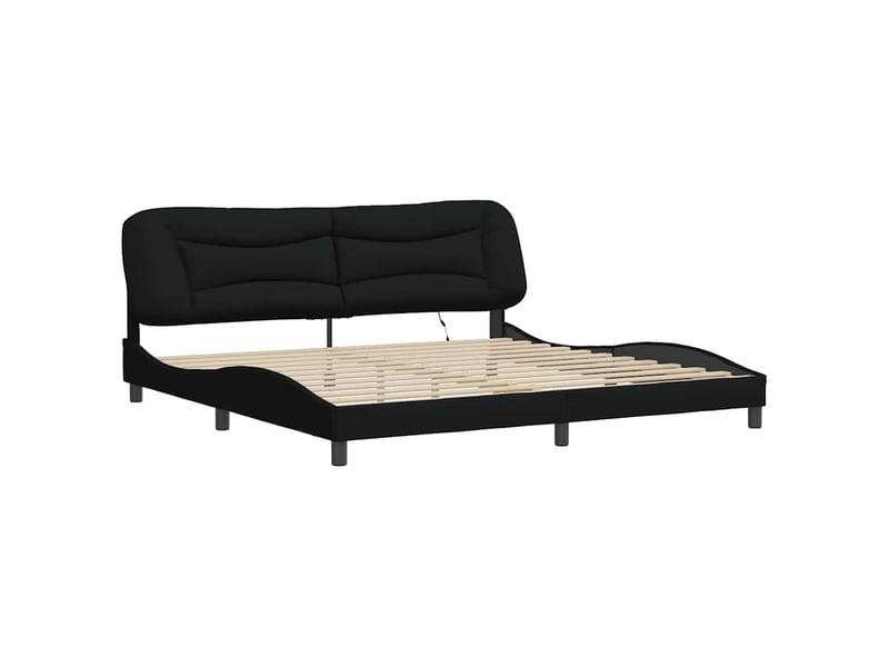  Lit double- lit adulte -  cadre de lit avec led sans matelas hvar noir 200x200 cm tissu  - Conforama B