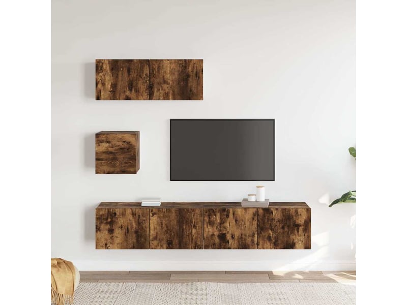  Ensemble de meubles tv 4 pcs chêne fumé bois d'ingénierie shl89768  - Conforama C