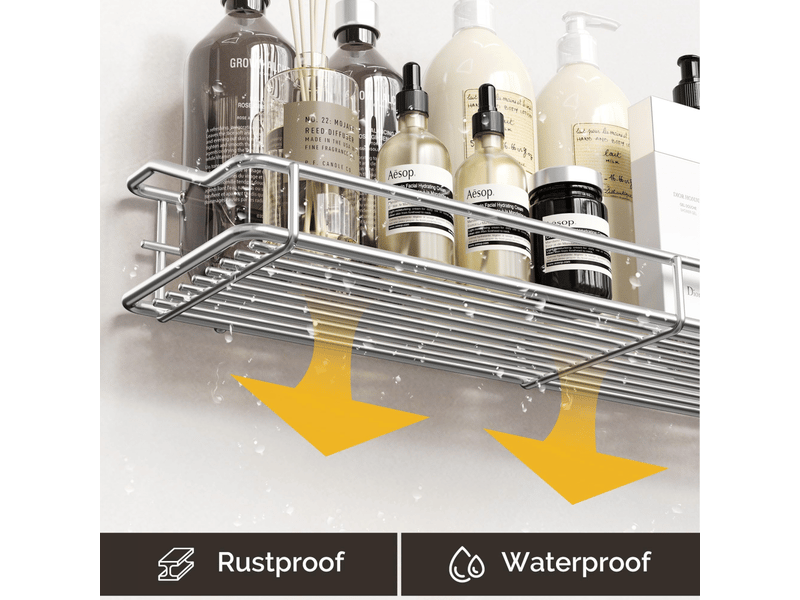  Serviteurs de douche panier étagère organisateur de salle de bain cuisine spice rack acier inoxydable sus304 - sans perçage  - Conforama E