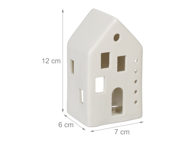  Photophore en forme de maison ambiance cosy déco intérieur 18 x 12 x 12 cm en porcelaine blanche 13_0015194  - Conforama B