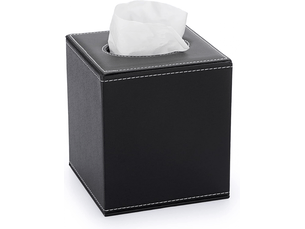Étui carré en cuir pour boîte à mouchoirs - avec fond magnétique, pour la maison et le bureau, organiseur de mouchoirs - 1 pièce, 16×14×14cm (noir)