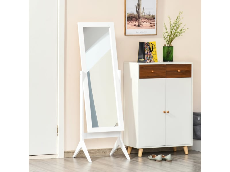  Miroir en pied grand miroir de sol réglable inclinaison pour dressing chambre dim. 47l x 46l x 148h cm en blanc  - Conforama R