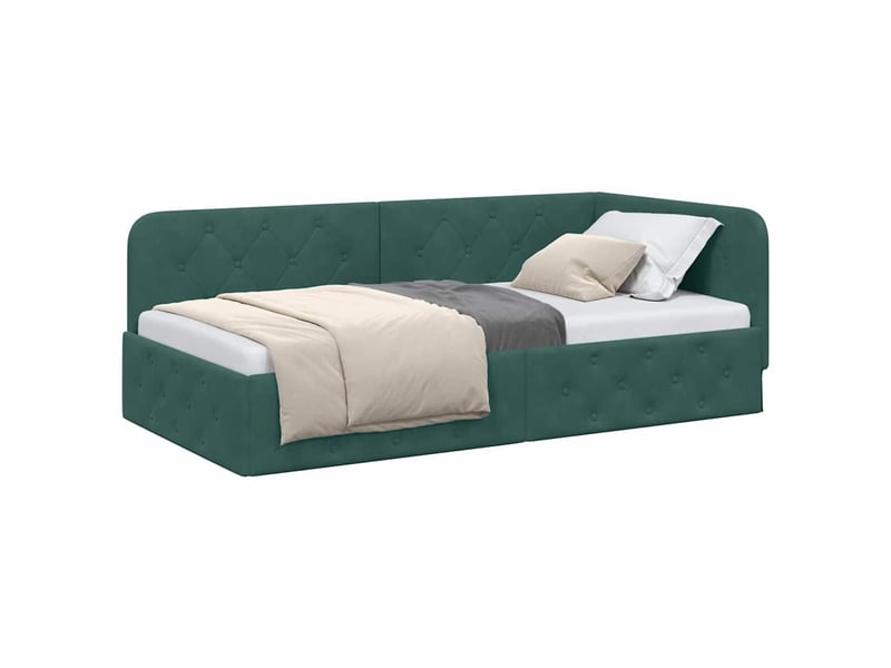 Lit simple- lit adulte - cadre de lit d'angle vert foncé 100 x 200 cm velours - Conforama B