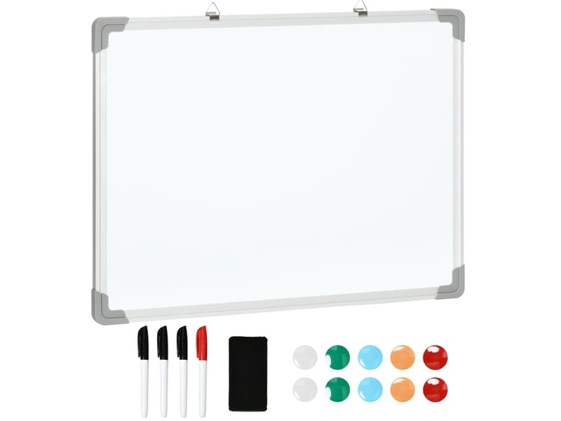  Tableau blanc magnétique 60 x 45 cm blanc, aluminium, chevalet et fixation murale pour vos notes  - Conforama A