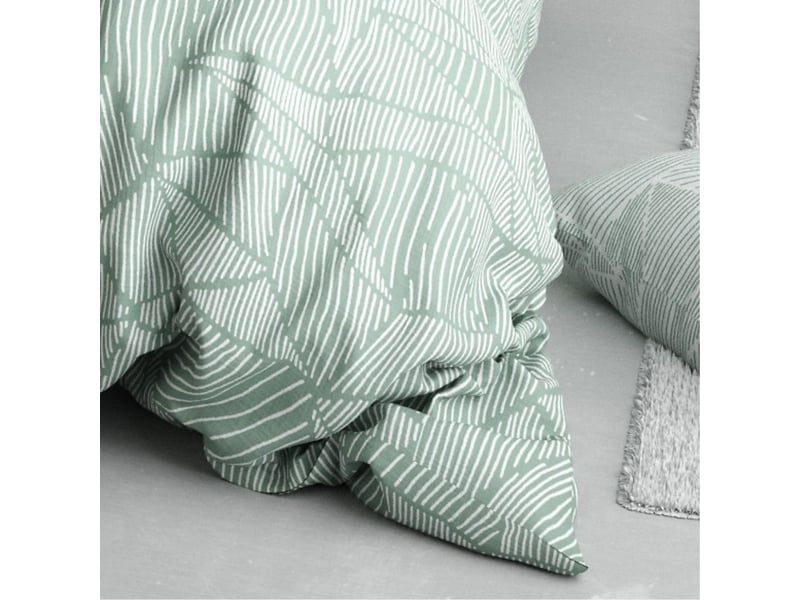  Parure housse de couette 260x240cm + 2 taies motif floral vert et blanc 100% coton - daley DALEY - Conforama D