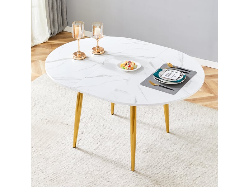 Table à manger ronde extensible de 107 à 137 cm de diamètre en ovale table seule sans chaises - Conforama B