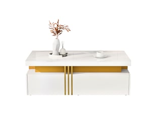 Table basse rectangulaire coloris blanc OKWISH - 50 cmx100 cm
