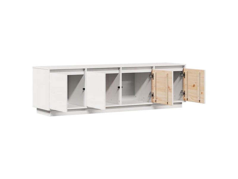  Meuble tv - banc tv - meuble de rangement blanc 156x37x45 cm bois de pin massif  - Conforama E