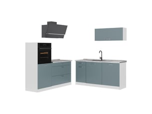 Vicco cuisine, bleu-grisblanc, 160cm sans plan de travail