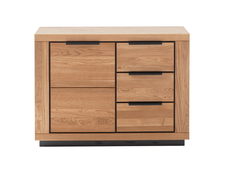  Commode 1 porte 3 tiroirs coloris chêne massif huilé - longueur 107 × hauteur 80 × profondeur 40 cm  - Conforama A