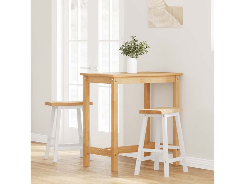  Lot de 2 tabouret de bar, chaise de bar en bois massif blanc et caoutchouc shl64195  - Conforama C