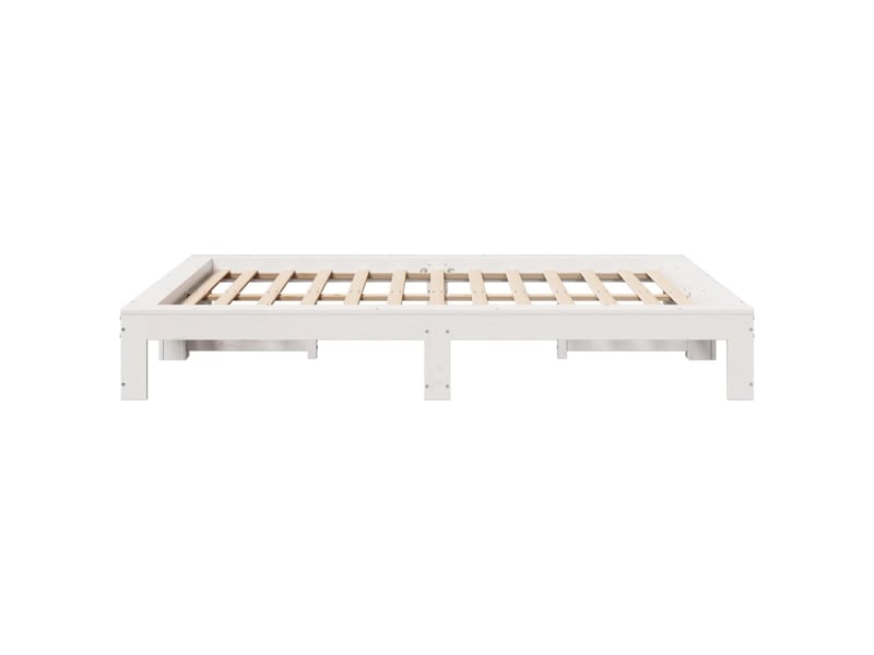  Lit double- lit adulte -  cadre de lit sans matelas blanc 150x200 cm bois de pin massif  - Conforama D