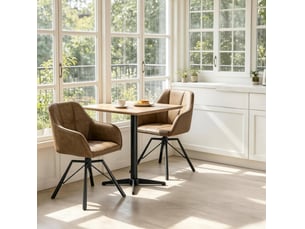 Chaise de salle à manger pivotante à 360° avec accoudoirs et dossier rembourré, lot de 2 en similicuir marron