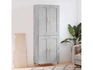Buffet haut - bahut - meuble de rangement gris béton 69,5x34x180 cm bois d'ingénierie
