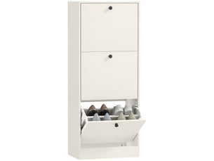 Meuble à chaussures à 3 portes battantes, étagères réglables et design compact, 47 x 28 x 115 cm, blanc finition bois