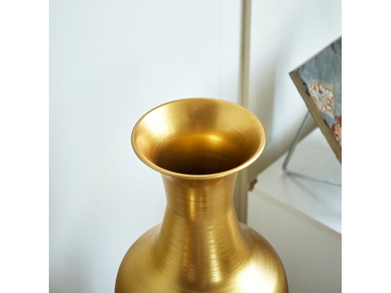  Lot de 3 vases de sol h 50,01, 65,99 et 84,99 cm or et blanc en métal, décor floral pour intérieur et jardin  - Conforama E