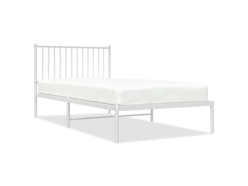 Lit simple- lit adulte -  cadre de lit métal sans matelas et tête de lit blanc 100x200 cm  - Conforama A