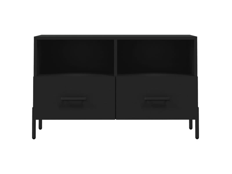  Meuble tv - banc tv - meuble de rangement noir 80x36x50 cm bois d'ingénierie  - Conforama E