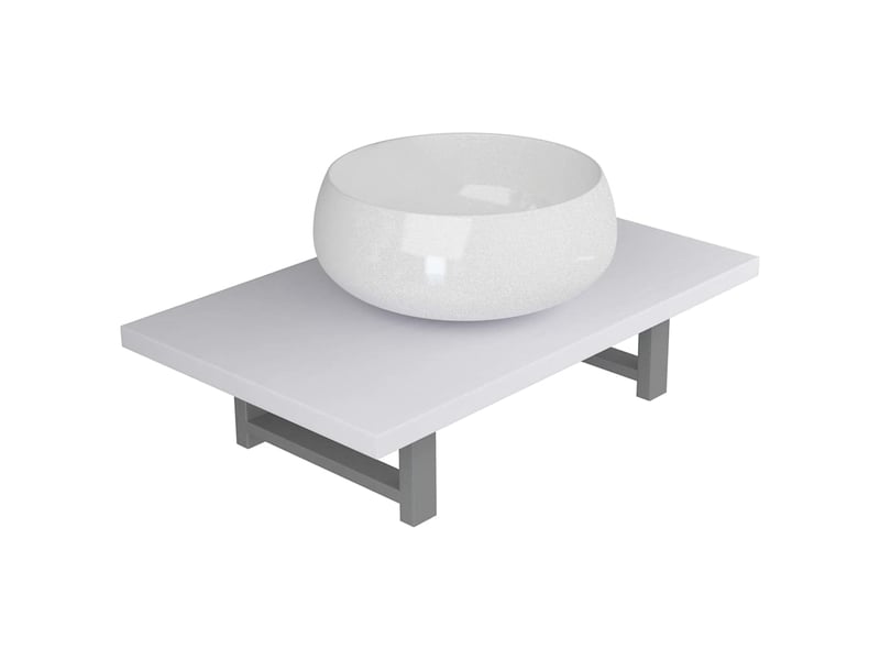 Meuble de salle de bain, armoire salle de bain en deux pièces céramique blanc cf65436 - Conforama A