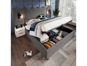Lit coffre 180x200 cm coloris gris