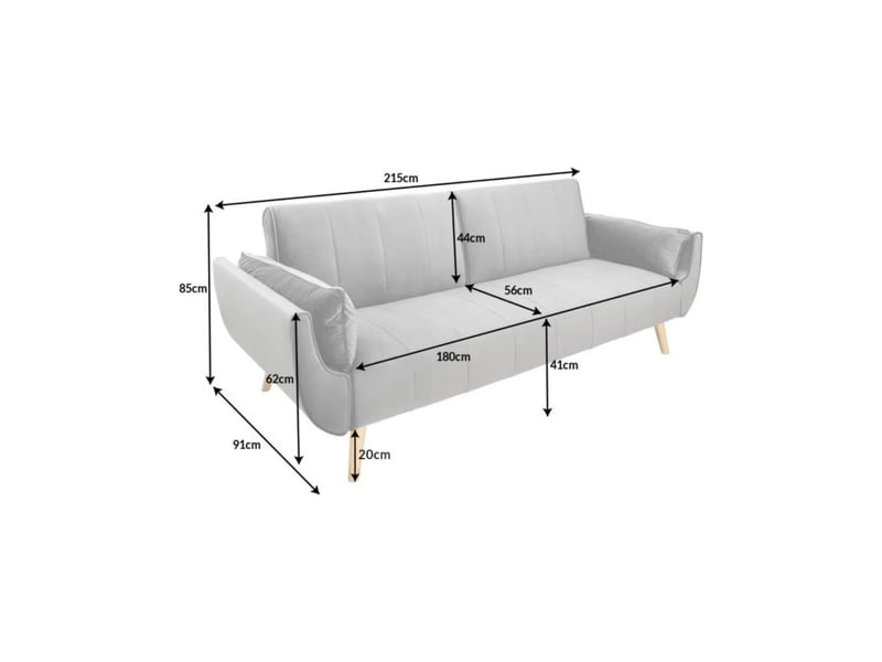 Canapé droit danna bleu clair – canapé scandinave convertible en tissu - Conforama C