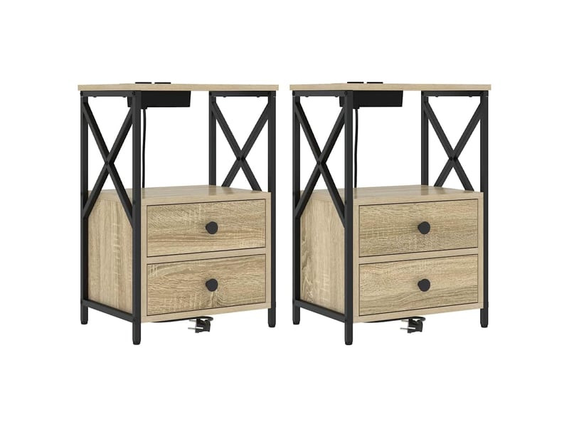 Table de chevet - cabinet de chevet - table de nuit 2 pc chêne sonoma 40 x 31 x 60 cm  - Conforama A