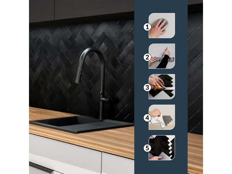  Crédence adhésive murale 3d  - effet chevron 4 pièces 25x25 cm  - Conforama E