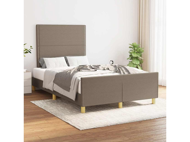  Cadre de lit en tissu taupe élégant sommier tapissier 120x200 cm chambre parentale  - Conforama B