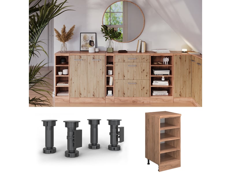  Vicco meuble sous pente, chêne doréchêne doré, 40x46cm sans pente, ouvert  - Conforama D