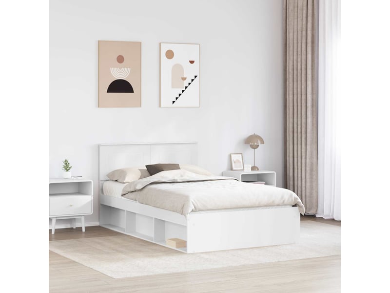  Lit double- lit adulte -  cadre de lit blanc 120 x 190 cm bois d'ingénierie  - Conforama B