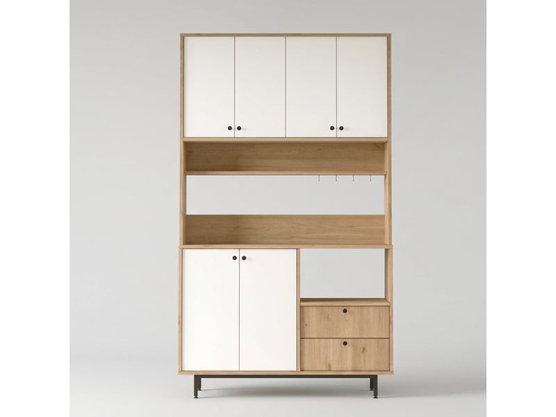 Buffet de rangement multiusage avec étagères et portes thromex - blanc - Conforama A
