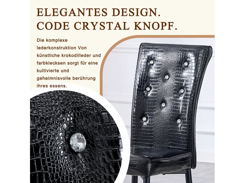  Chaise de salle à manger lot de 4 vintage rembourrée avec pieds réglables en pvc noir et métal  - Conforama E